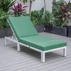 Leisuremod Chelsea Modern Outdoor Weathered Grey Chaise Lounge Chair With Green Cushions CLWGR-77G